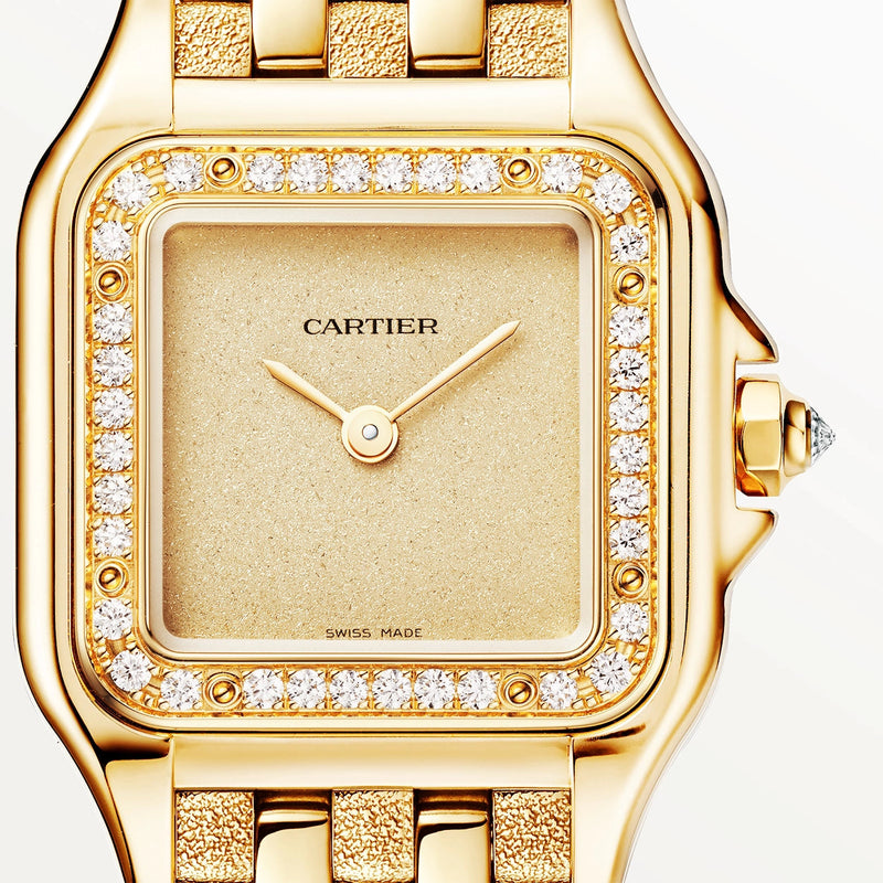 Cartier Panthère de Cartier Small 18ct Yellow Gold Grained Dial Diamond Set Watch - Berry's Jewellers