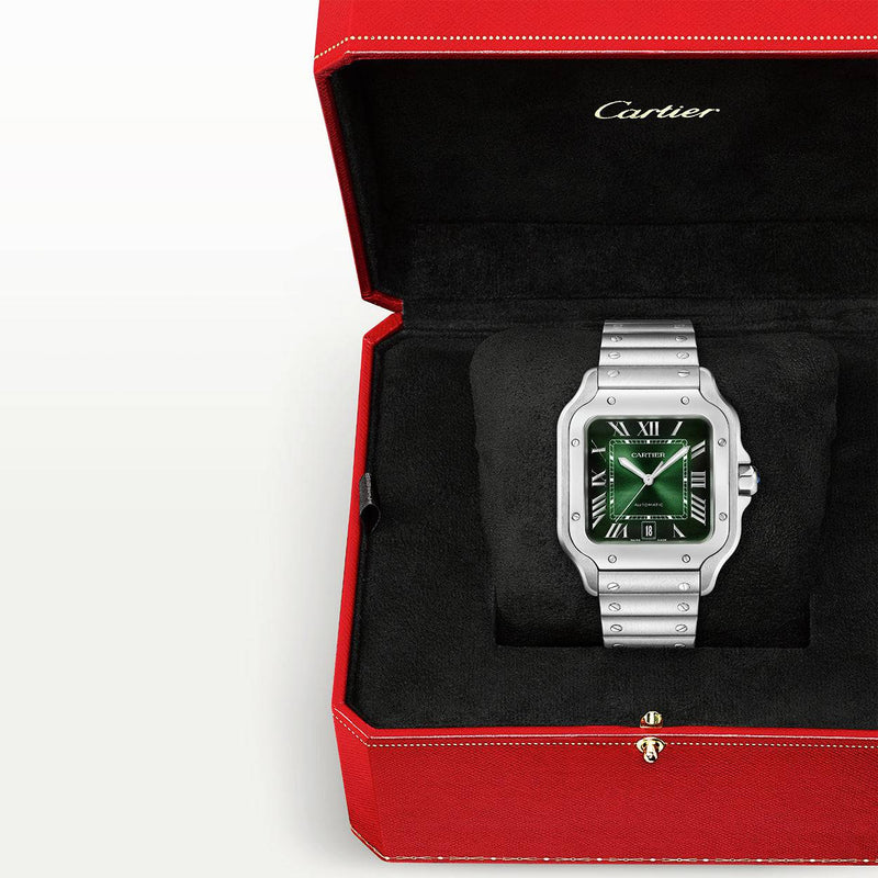 Cartier Santos de Cartier Large Smoky Green Dial Automatic Bracelet/Strap Watch - Berry's Jewellers