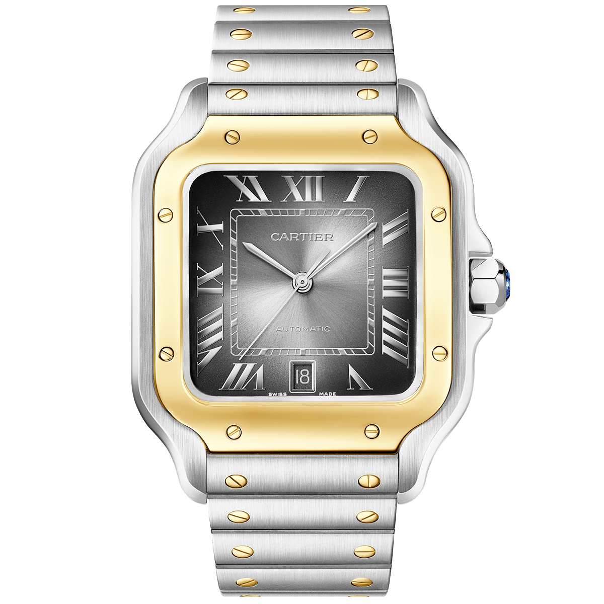 Cartier Santos Large Two-Tone Grey Dial Watch W2SA0030