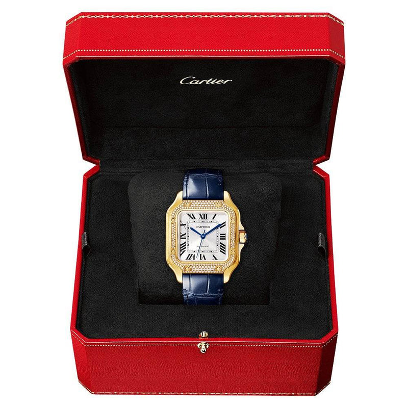 Cartier Santos de Cartier Medium Diamond Set Automatic 18ct Yellow Gold Watch - Berry's Jewellers