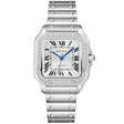 Cartier Santos de Cartier Medium Steel Diamond Set Bezel Bracelet/Strap Watch - Berry's Jewellers