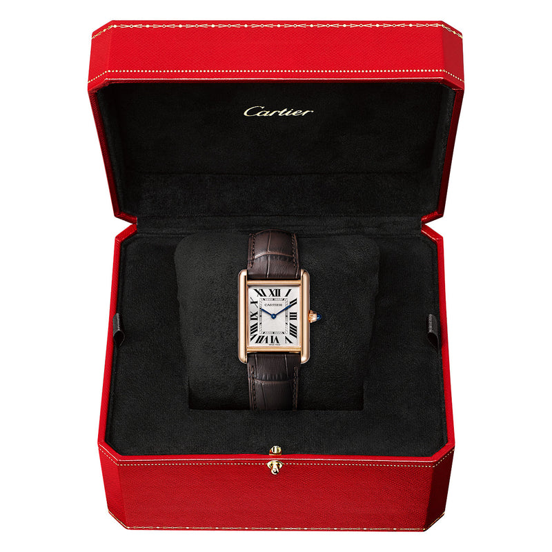 Cartier Tank Louis Cartier 18ct Rose Gold Large Model Leather Strap Watch - Berry's Jewellers