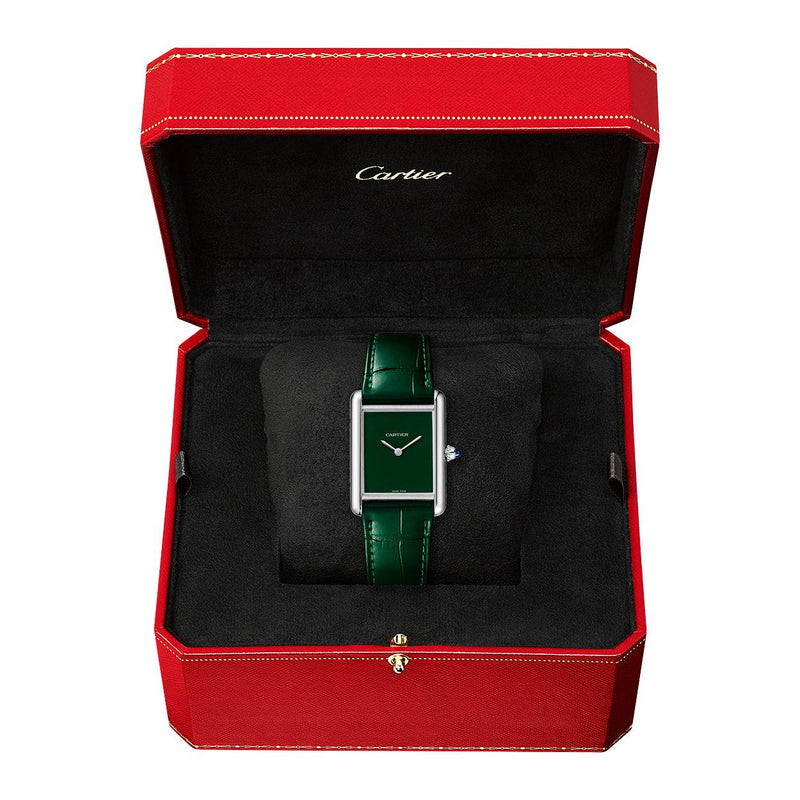 Cartier Tank Must Green Dial & Leather Strap Watch - Berry's Jewellers