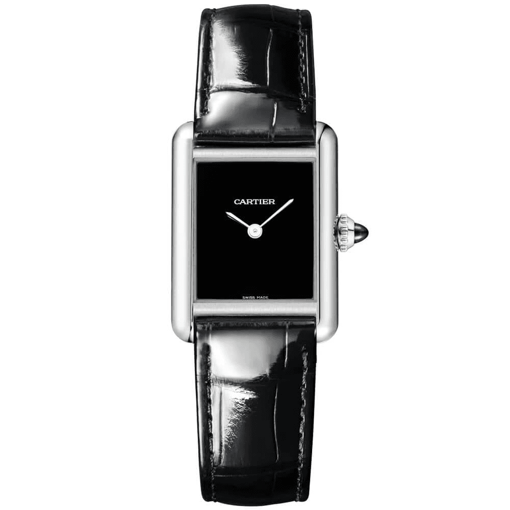 Tank Must Small Matte-Black Dial Ladies Strap Watch