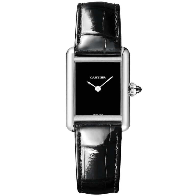 Tank Must Small Matte-Black Dial Ladies Strap Watch