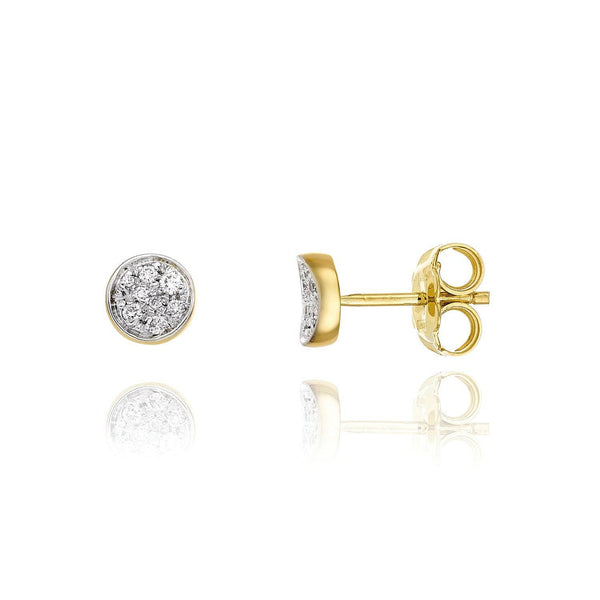 Chimento Armillas Glow 18ct Yellow Gold Circle Small Diamond Pave Set Stud Earrings - Berry's Jewellers