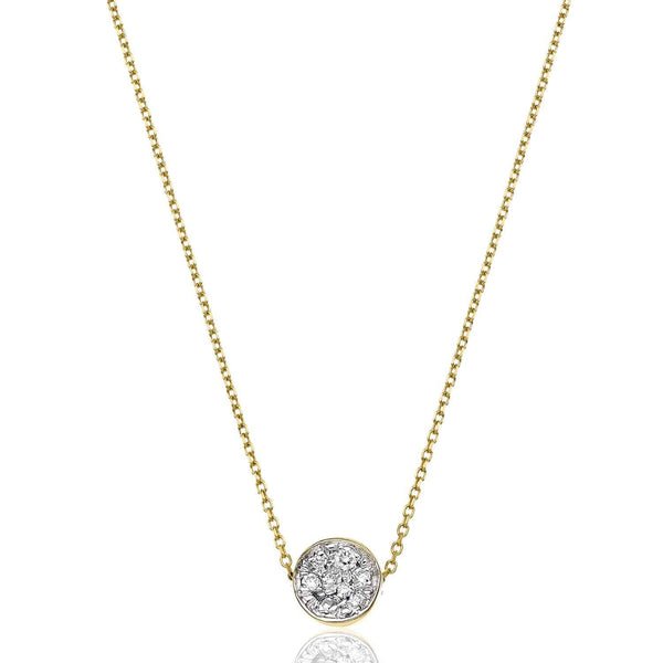 Chimento Armillas Glow 18ct Yellow Gold Flat Circle Diamond Pave Set Pendant - Berry's Jewellers