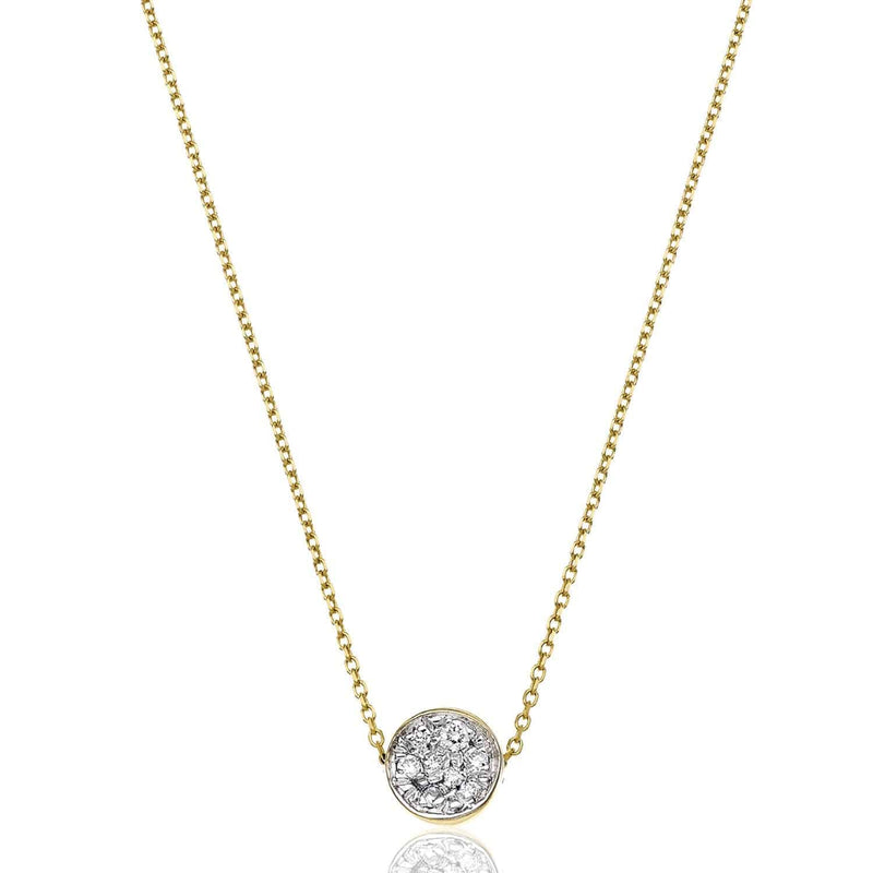 Chimento Armillas Glow 18ct Yellow Gold Flat Circle Diamond Pave Set Pendant - Berry's Jewellers