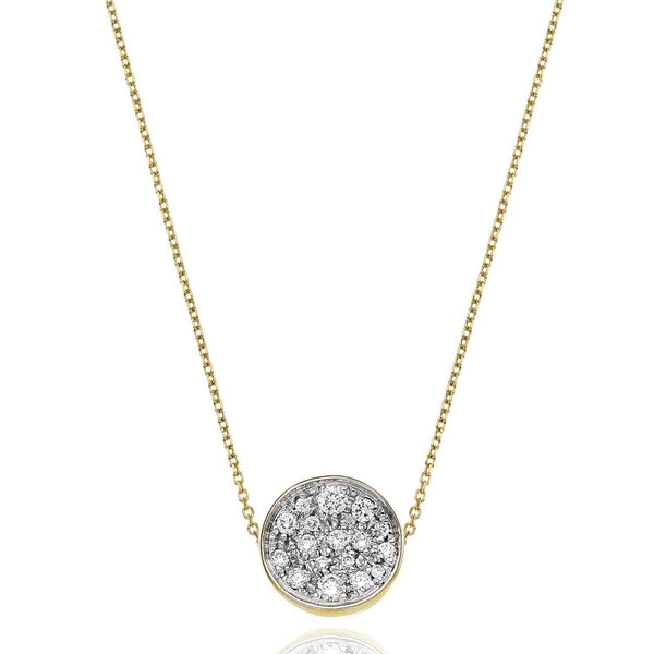 Chimento Armillas Glow 18ct Yellow Gold Flat Circle Diamond Pave Set Pendant - Berry's Jewellers