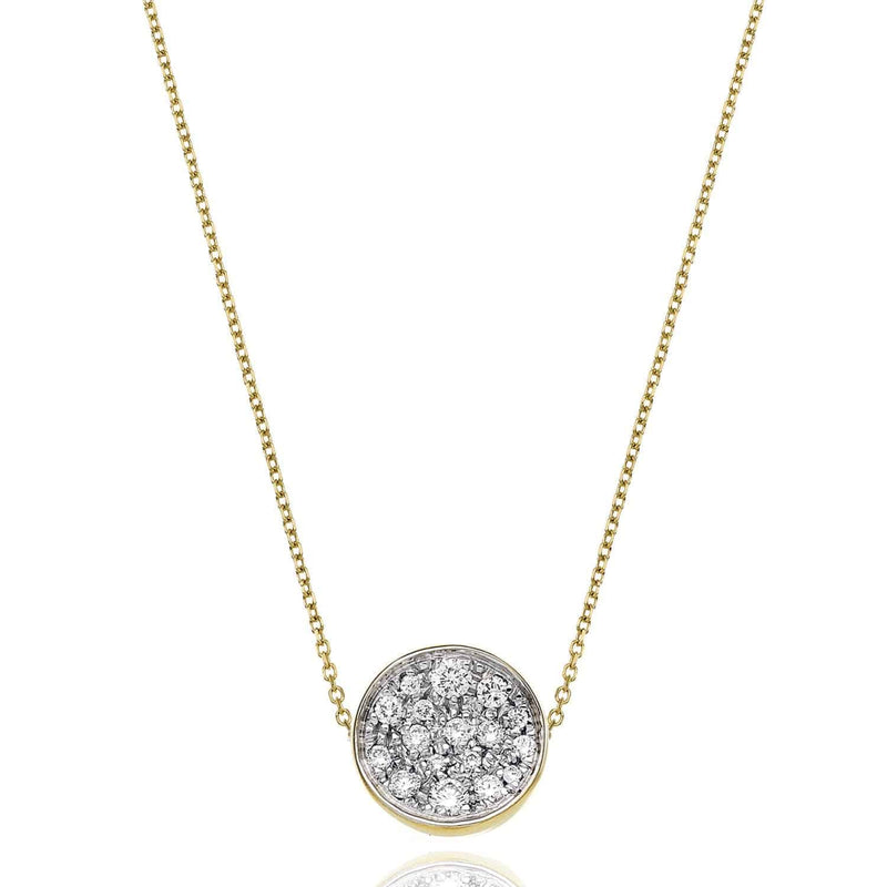 Chimento Armillas Glow 18ct Yellow Gold Flat Circle Diamond Pave Set Pendant - Berry's Jewellers