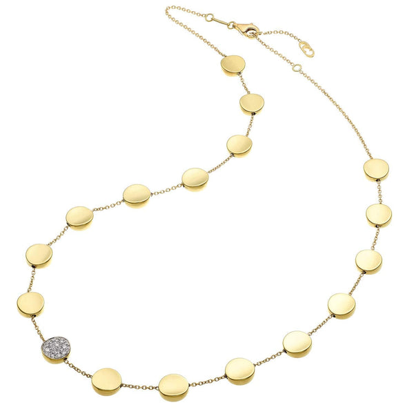 Chimento Armillas Glow 18ct Yellow Gold Flat Medium Circle Diamond Necklace - Berry's Jewellers