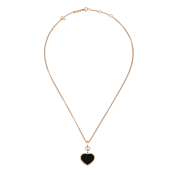 Chopard 18ct Rose Gold Happy Hearts Black Onyx & Diamond Pendant - Berry's Jewellers