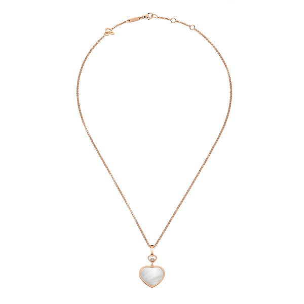 Chopard 18ct Rose Gold Happy Hearts Mother of Pearl & Diamond Pendant - Berry's Jewellers