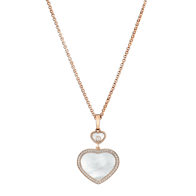 Chopard 18ct Rose Gold Happy Hearts Mother of Pearl & Diamond Set Pendant - Berry's Jewellers