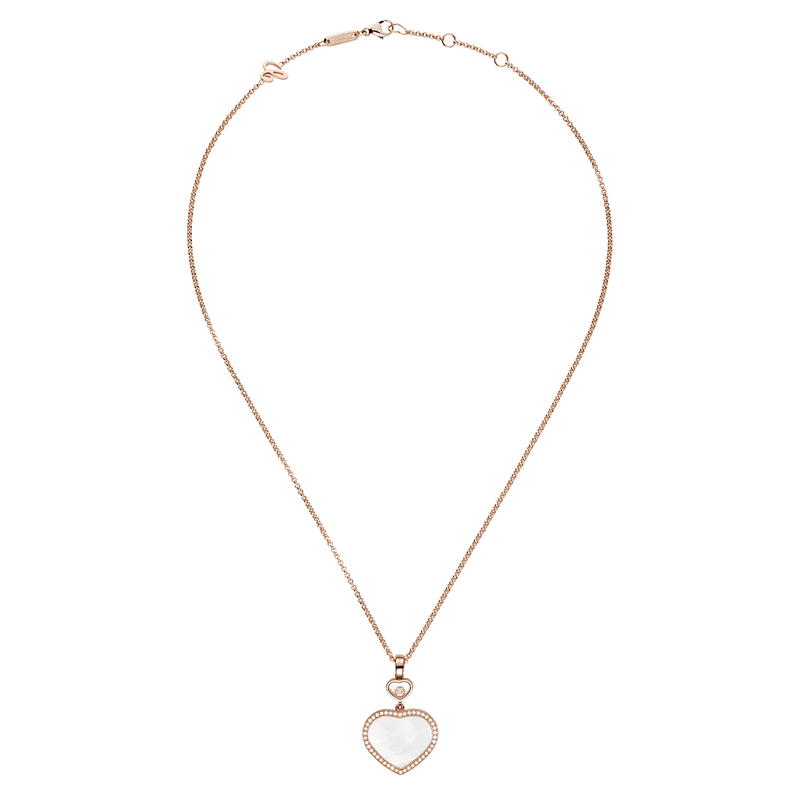 Chopard 18ct Rose Gold Happy Hearts Mother of Pearl & Diamond Set Pendant - Berry's Jewellers