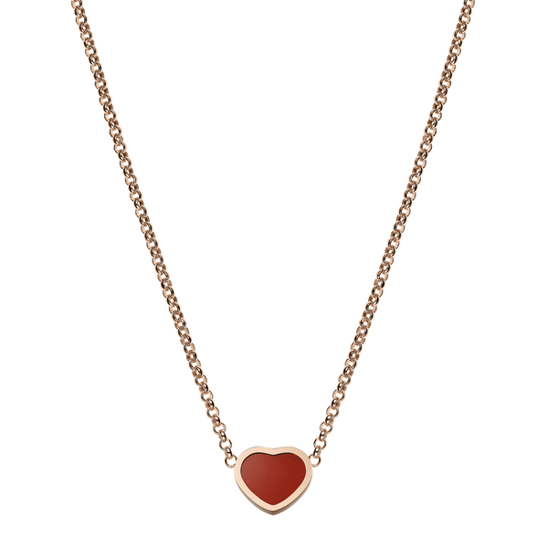 Chopard 18ct Rose Gold My Happy Hearts Pendant With Carnelian Inlay - Berry's Jewellers