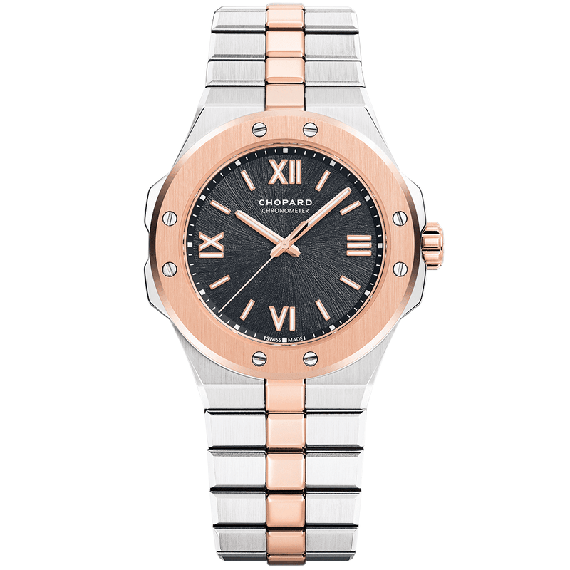 Chopard Alpine Eagle 36mm Two-Tone Black Roman Dial Automatic Bracelet Watch - Berry's Jewellers