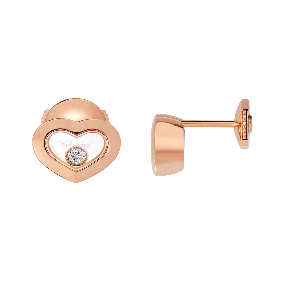 Chopard Happy Diamonds Icons 18ct Rose Gold Heart Earrings - Berry's Jewellers