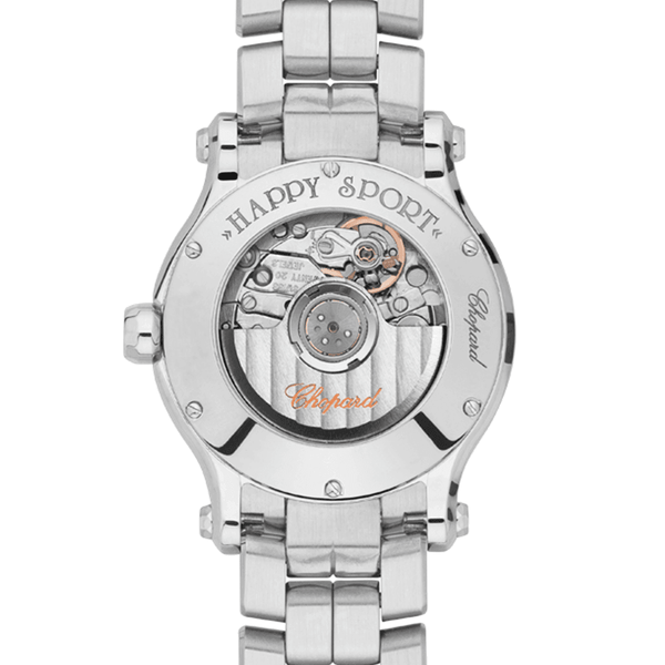 Chopard Happy Sport 30mm Steel & Diamond Bezel Ladies Bracelet Watch - Berry's Jewellers