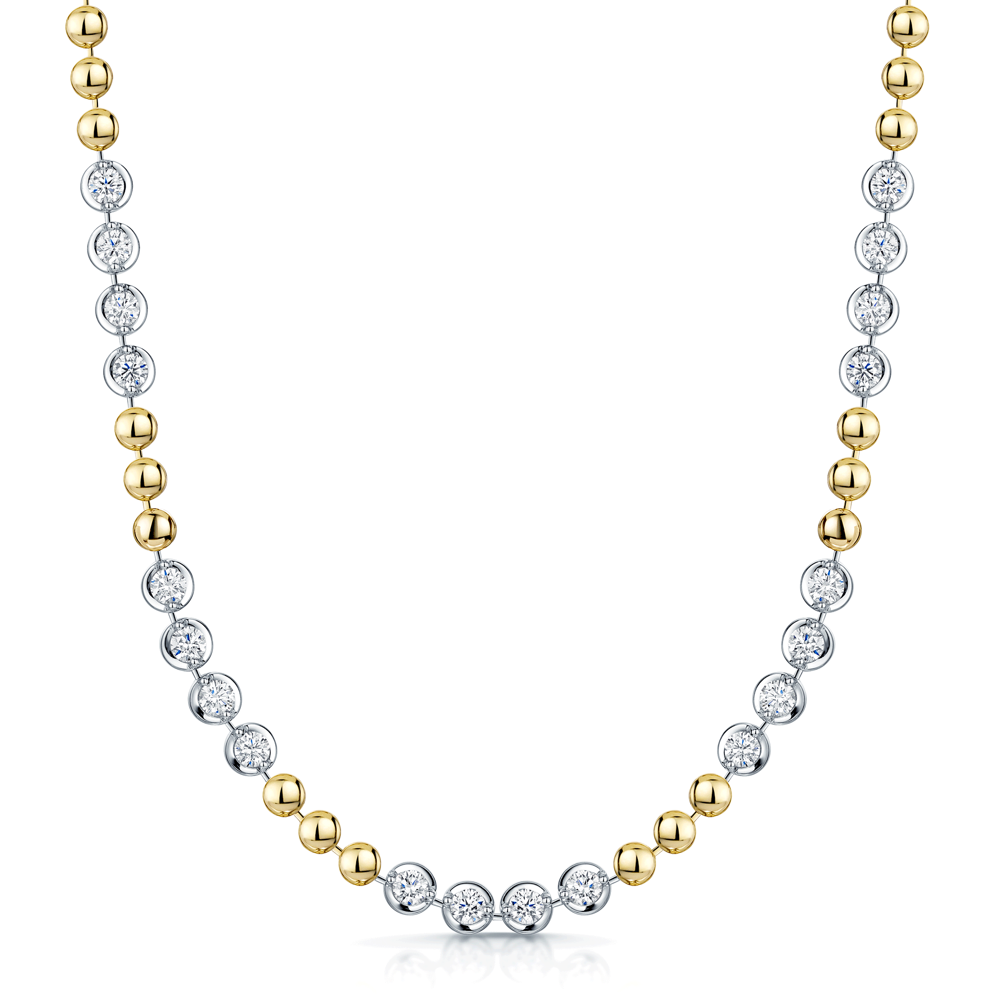 18ct Yellow Gold Disc And Round Brilliant Cut Diamond Necklace