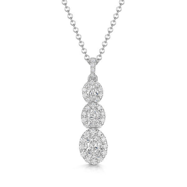 Berry's 18ct White Gold Oval Diamond Drop Pendant - Berry's Jewellers