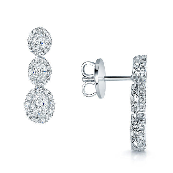 Berry's 18ct White Gold Oval Diamond Drop Earrings - Berry's Jewellers