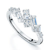 18ct White Gold Baguette and Round Brilliant Cut Diamond Jazz Dress Ring