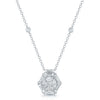 18ct White Gold Baguette And Round Brilliant Cut Diamond Cluster Pendant