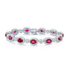 18ct White Gold Oval Ruby And Diamond Halo Bracelet