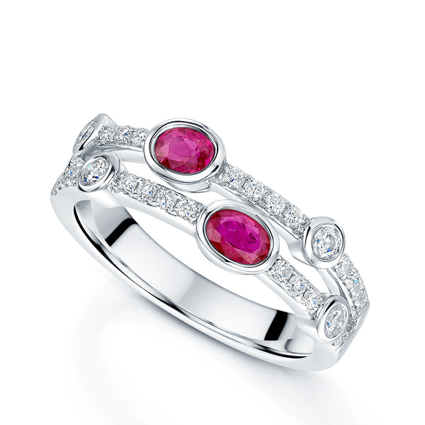 Berry's Platinum Cabochon Cut Ruby And Diamond Dress Ring - Berry's Jewellers