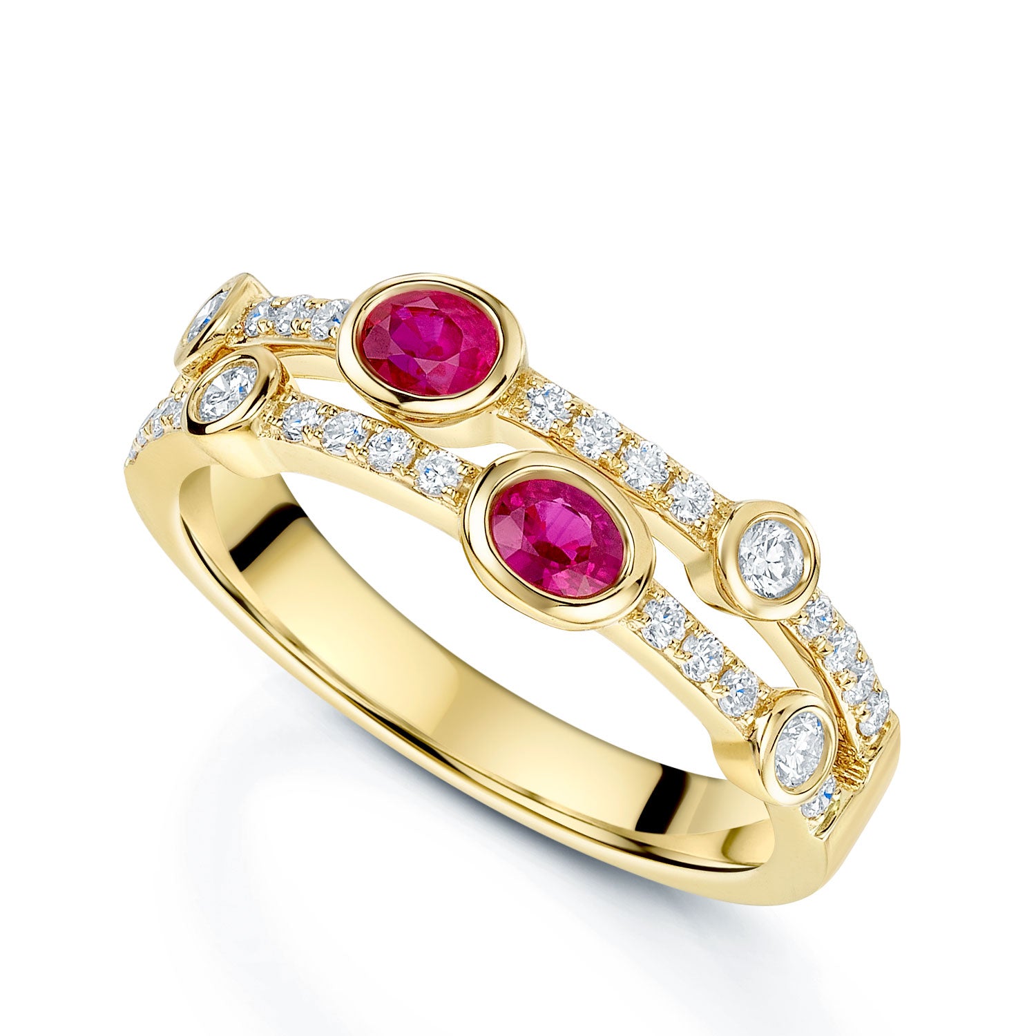 Berry's 18ct Yellow Gold Cabochon Cut Ruby And Diamond Dress Ring - Berry's Jewellers