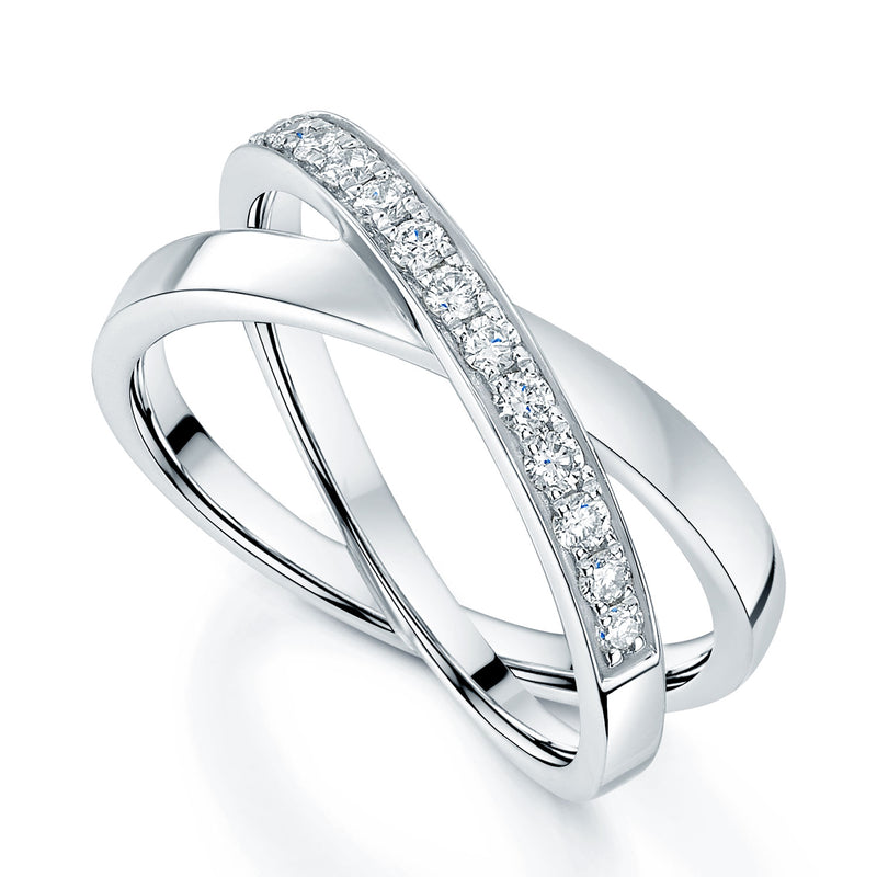 18ct White Gold Crossover Diamond Dress Ring