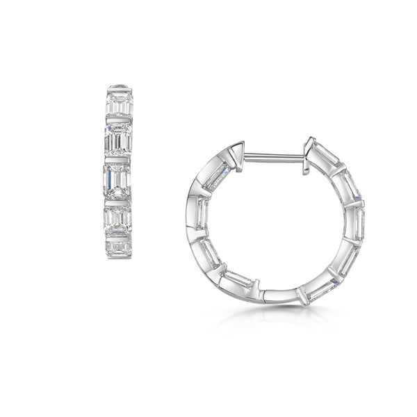Berry's 18ct White Gold Emerald Cut Diamond Half Hoop Earrings - Berry's Jewellers