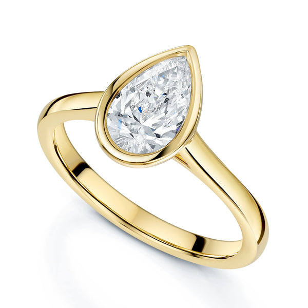 Berry's 18ct Yellow Gold Pear Cut Rub Over Set Diamond Ring - Berry's Jewellers