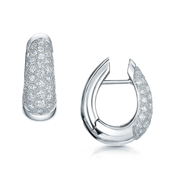 Berry's 18ct White Gold Round Brilliant Cut Diamond Pave Set Hoop Earrings - Berry's Jewellers