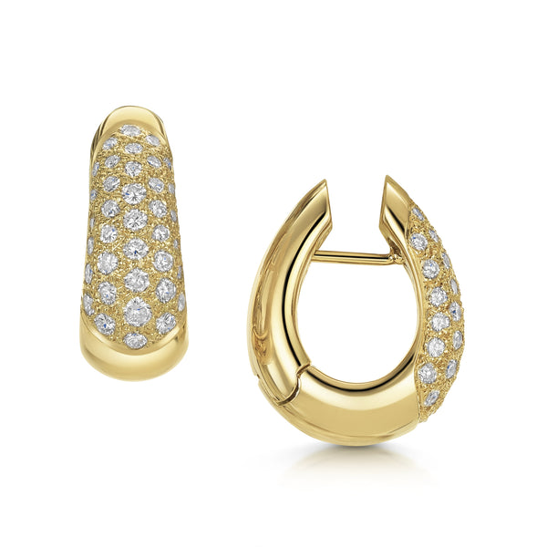 Berry's 18ct Yellow Gold Round Brilliant Cut Diamond Pave Set Hoop Earrings - Berry's Jewellers