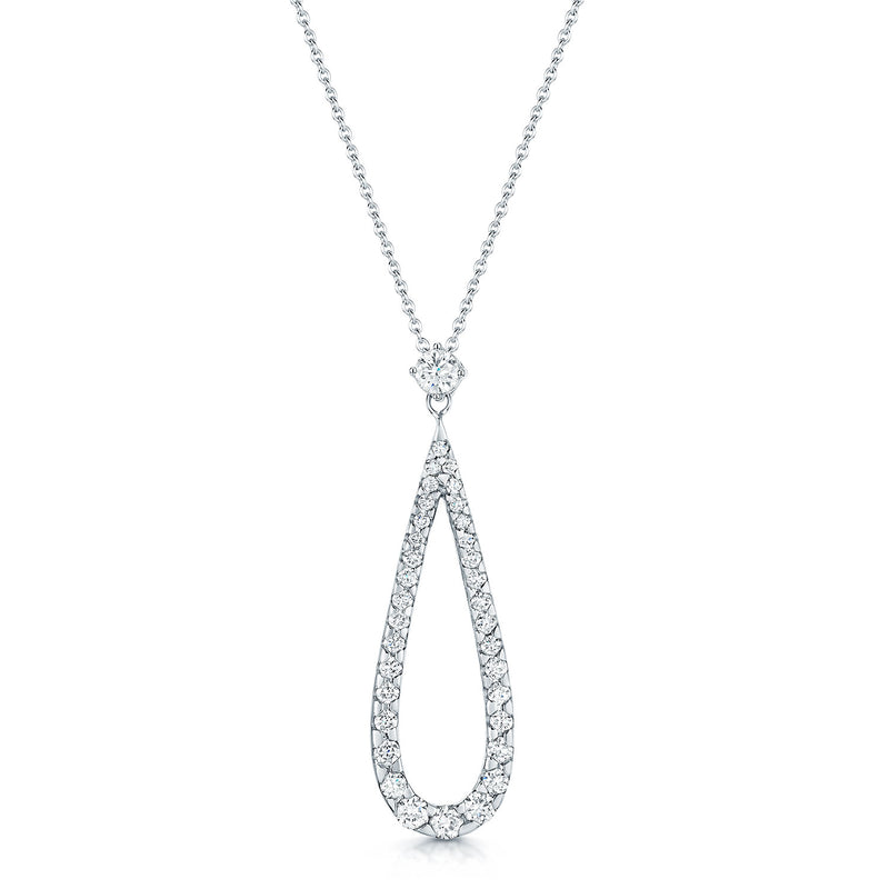 18ct White Gold Round Brilliant Cut Diamond Pear Drop Pendant