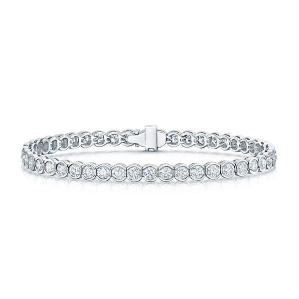Berry's 18ct White Gold Round Brilliant Cut Diamond Rub Over Tennis Bracelet - Berry's Jewellers
