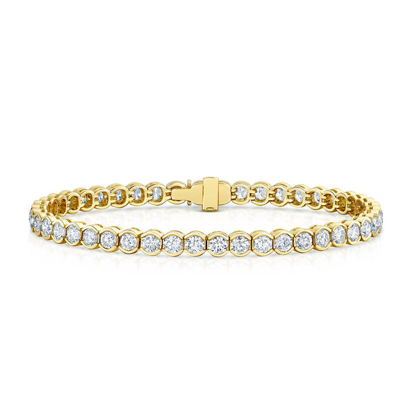Berry's 18ct Yellow Gold Round Brilliant Cut Diamond Rub Over Tennis Bracelet - Berry's Jewellers