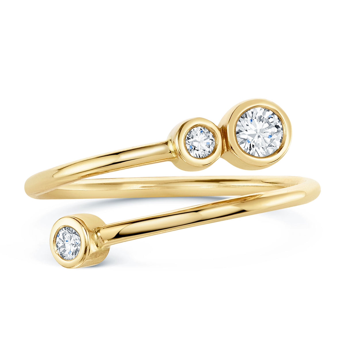 Berry's 18ct Yellow Gold Diamond Fancy Three Stone Rub Over Dress Ring - Berry's Jewellers