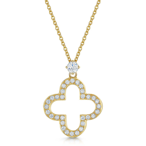 Berry's 18ct Yellow Gold Diamond Open Flower Pendant - Berry's Jewellers