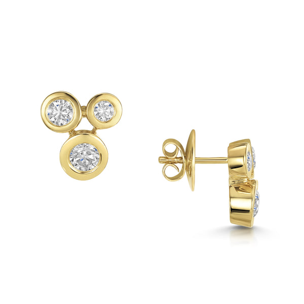 Berry's 18ct Yellow Gold Round Brilliant Cut Rub Over Bubble Earrings - Berry's Jewellers