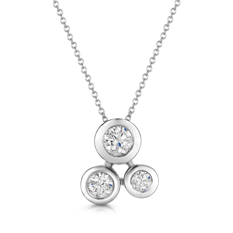 Berry's 18ct White Gold Round Brilliant Cut Rub Over Bubble Pendant - Berry's Jewellers