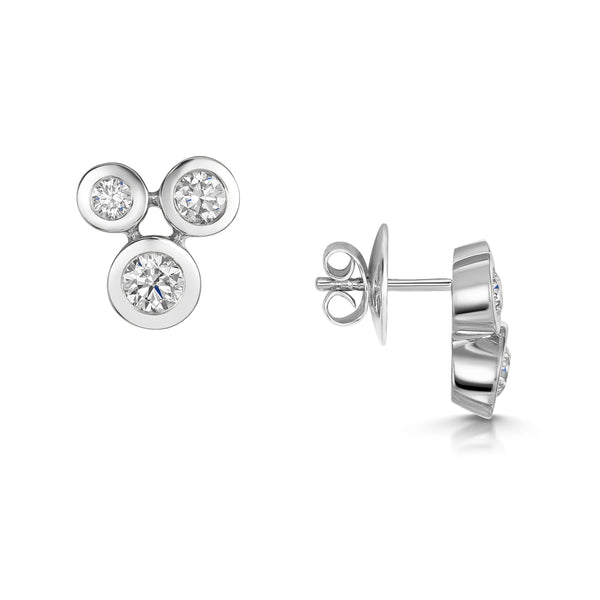 Berry's 18ct White Gold Round Brilliant Cut Rub Over Bubble Earrings - Berry's Jewellers