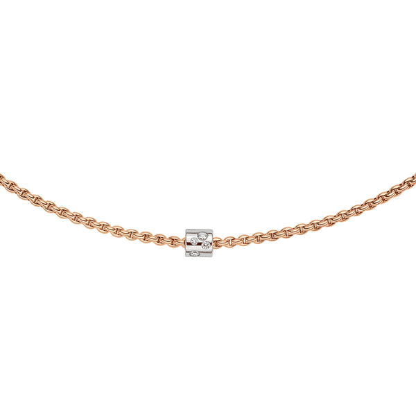 FOPE Aria 18ct Rose Gold Necklace With Diamond Set Rondel - Berry's Jewellers