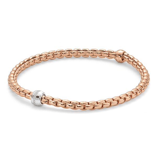 FOPE Eka 18ct Rose Gold Bracelet with Diamond Set Rondel - Berry's Jewellers