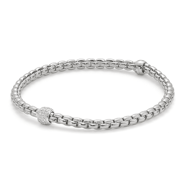 FOPE Eka 18ct White Gold Bracelet With Pave Diamond Set Rondel - Berry's Jewellers