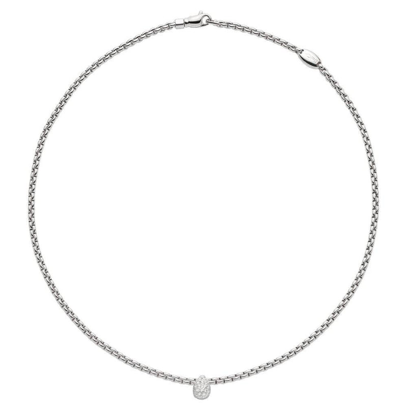 FOPE Eka 18ct White Gold Necklet with Diamond Set Teardrop Pendant - Berry's Jewellers