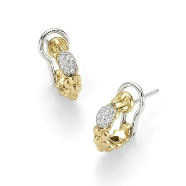 Eka 18ct Yellow Gold Diamond Set Half Hoop Earrings
