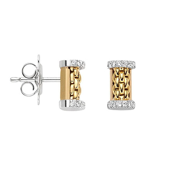 FOPE Essentials 18ct Yellow Gold Diamond Set Bar Stud Earrings - Berry's Jewellers